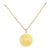 This is a mid-style embossed radiating heart-shaped round pendant necklace with a French sunny texture. It features a simple and minimalist ins style for daily wear and is a niche metal base neckpiece Item Picture